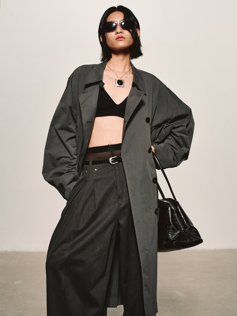 Gabardina gris grafito