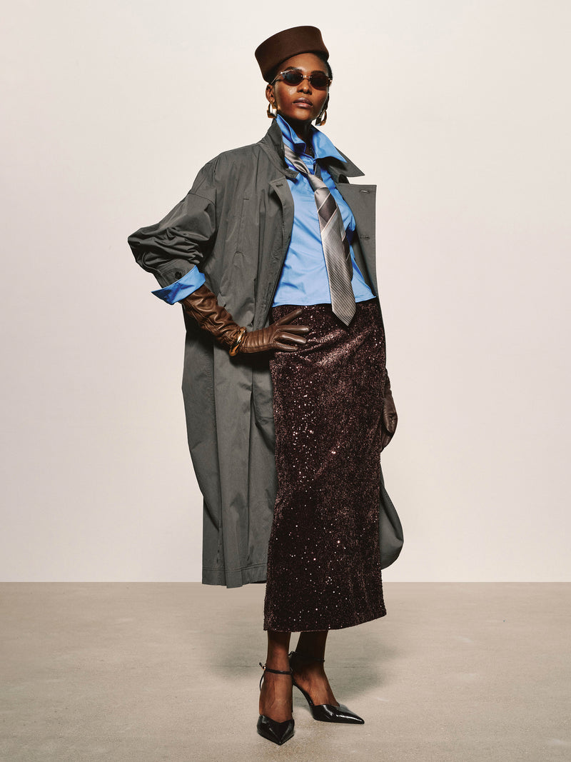 Gabardina gris grafito
