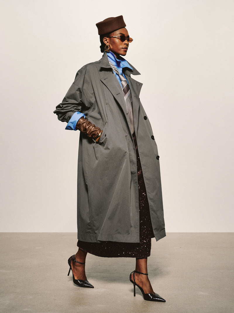Gabardina gris grafito
