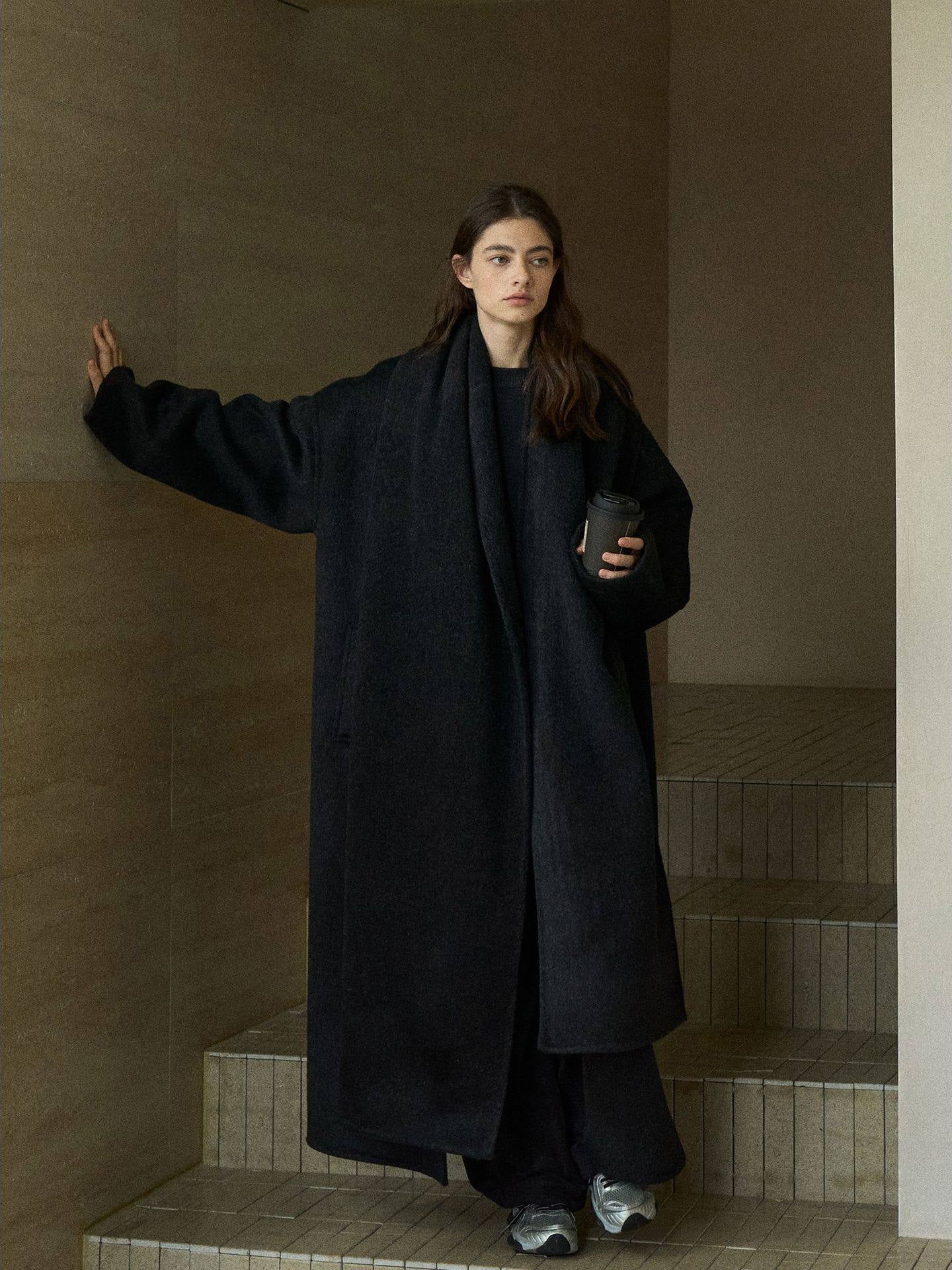 Halo Double-Faced Wool Coat with Scarf – hemi blurr