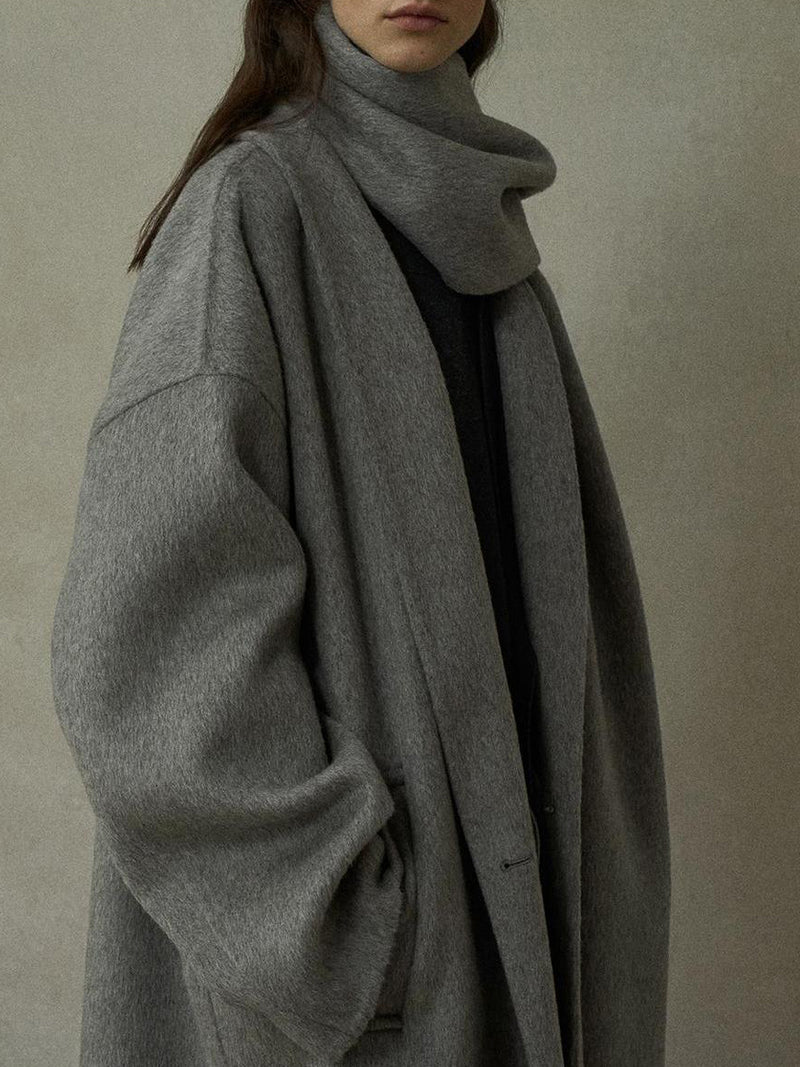 Cappotto in lana reversibile Halo con sciarpa