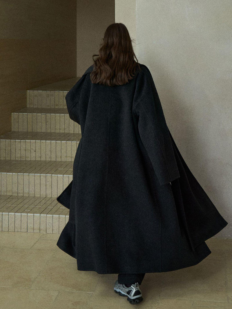 Cappotto in lana reversibile Halo con sciarpa