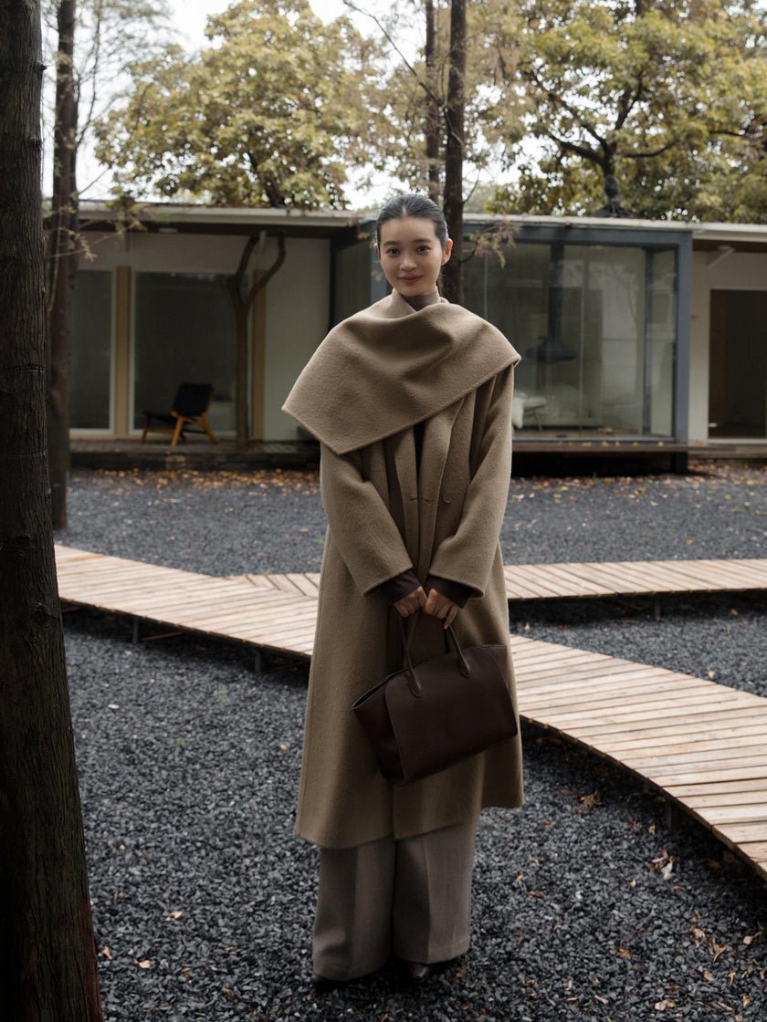 Structured Wool Scarf Coat