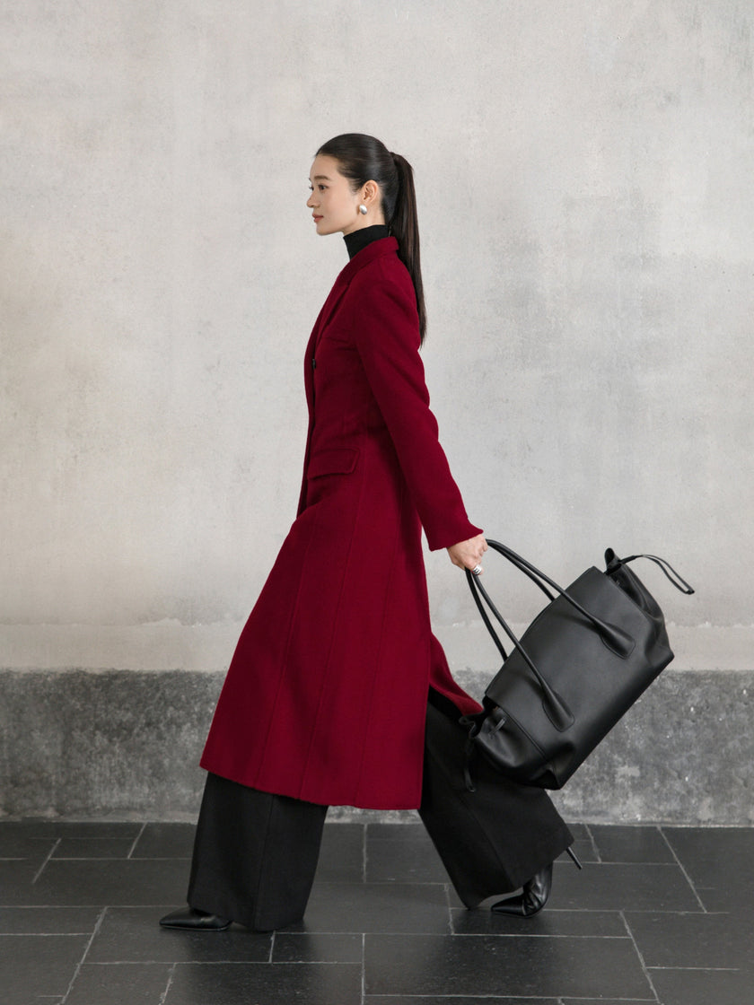 Manteau croisé en laine et alpaga