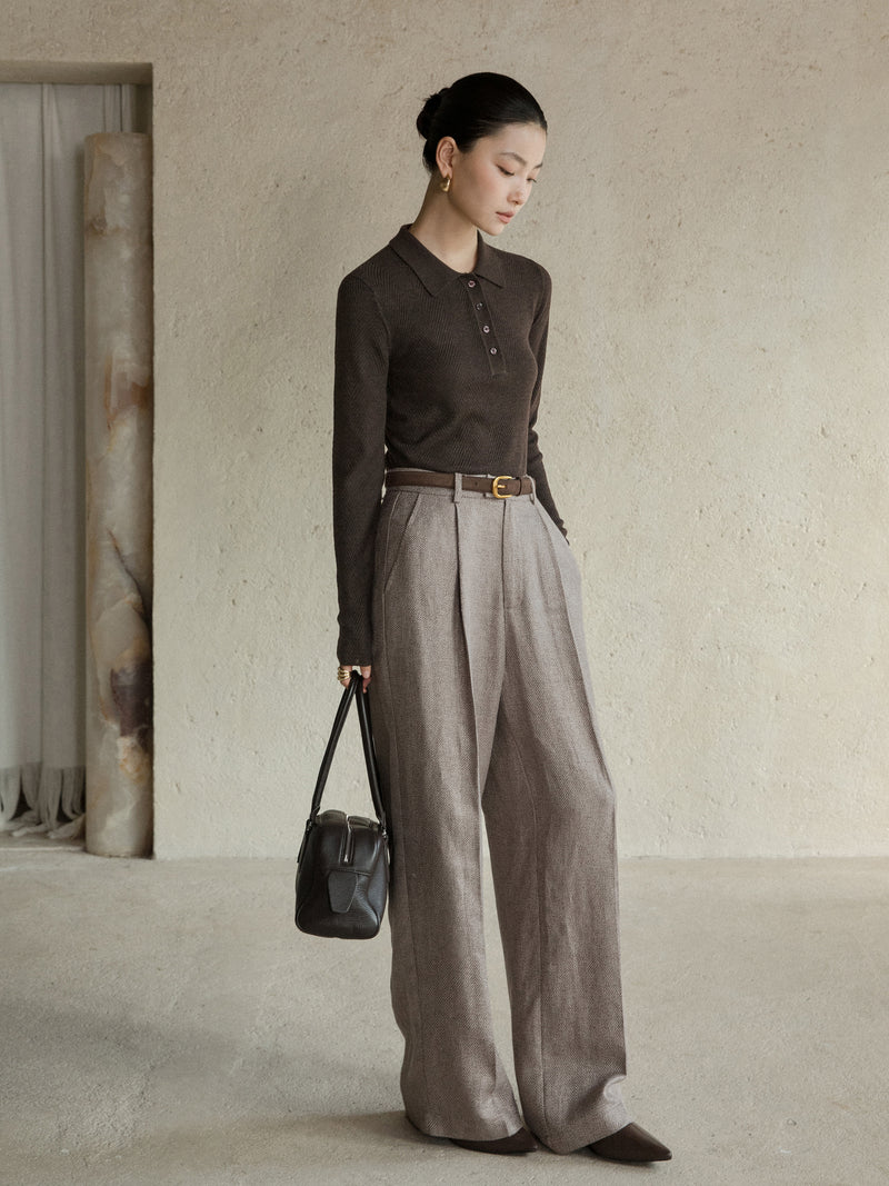 Eira Wide-Leg Linen-Blend Trousers