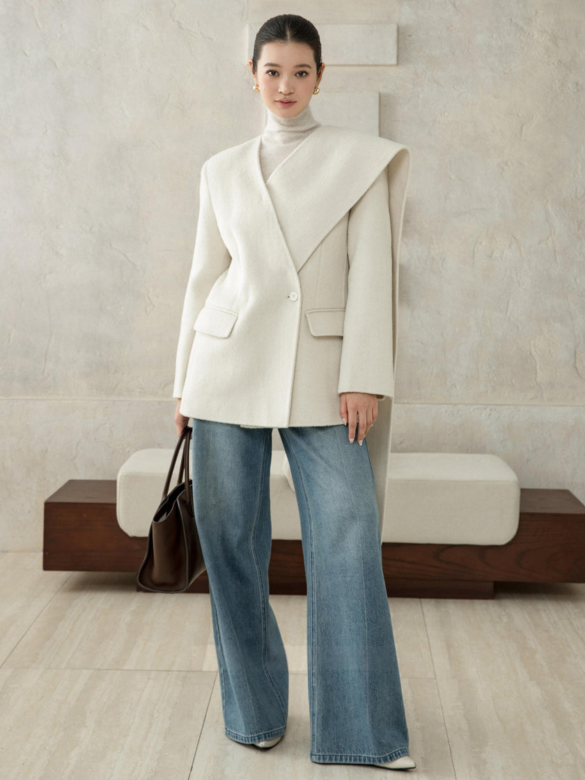 Wool Coat with Belt & Scarf