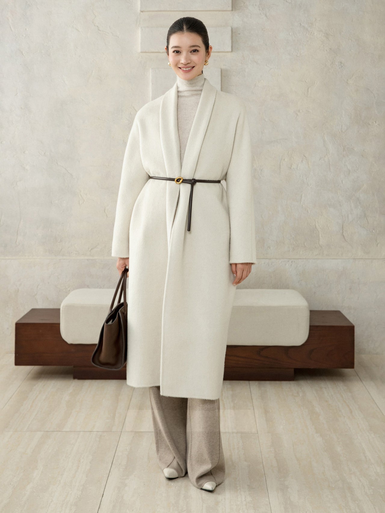 Refined Wool Belted Coat