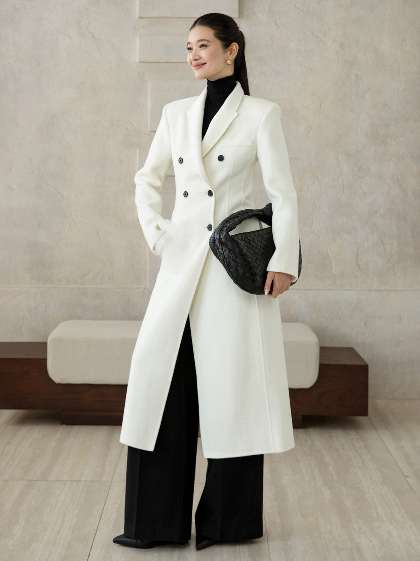 Manteau croisé en laine et alpaga