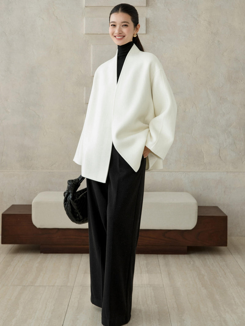 Soft V-Neck Wool Coat