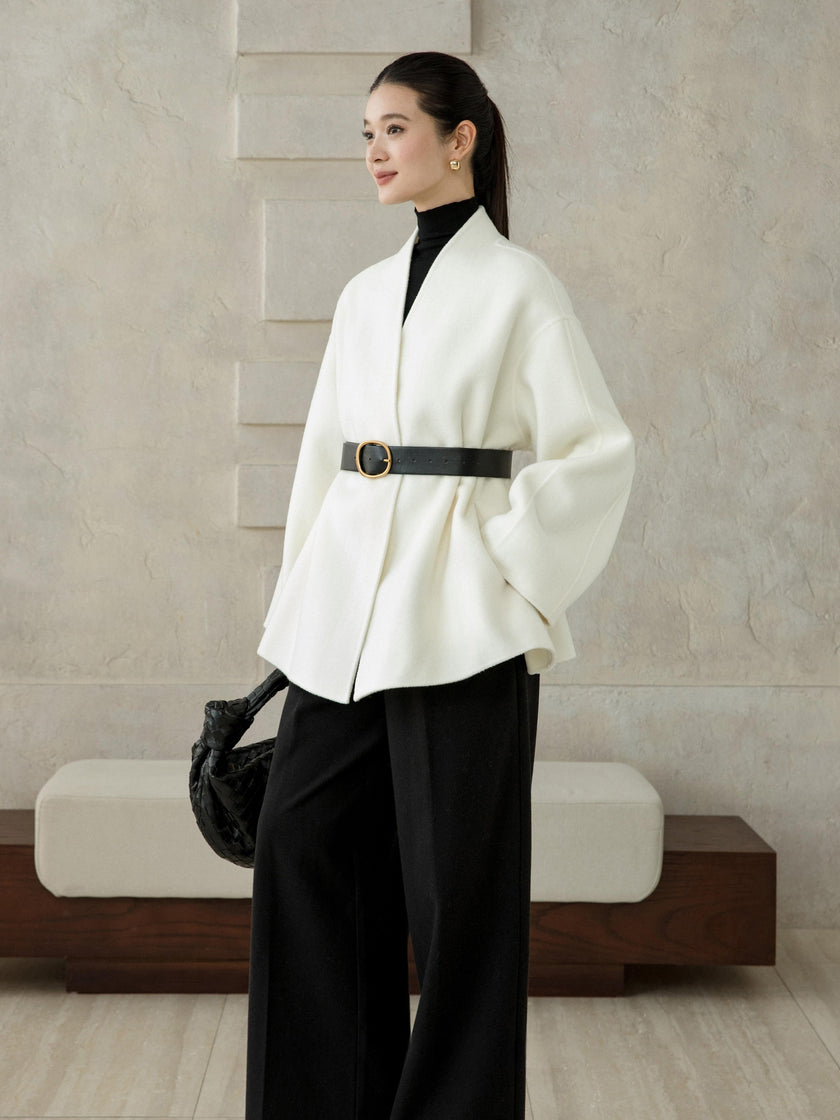 Soft V-Neck Wool Coat