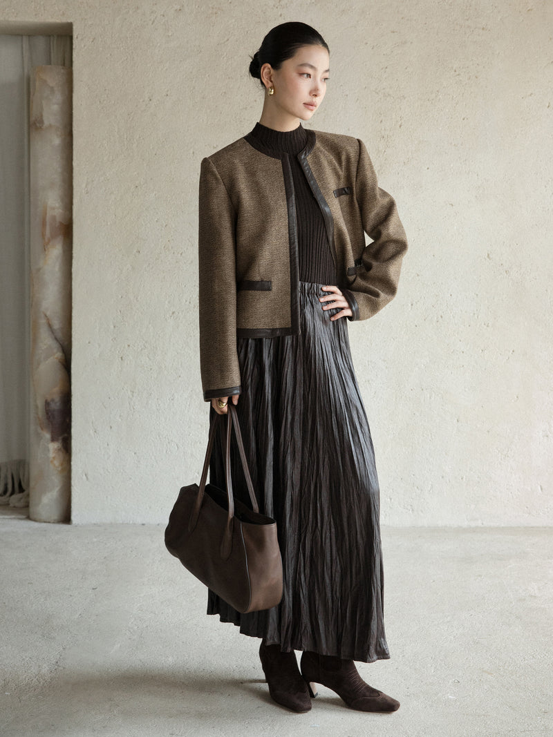 Arden Contrast-Trim Cropped Jacket
