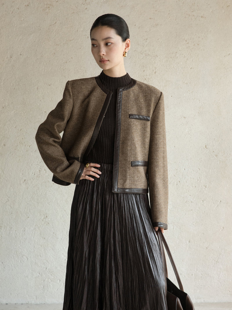 Arden Contrast-Trim Cropped Jacket