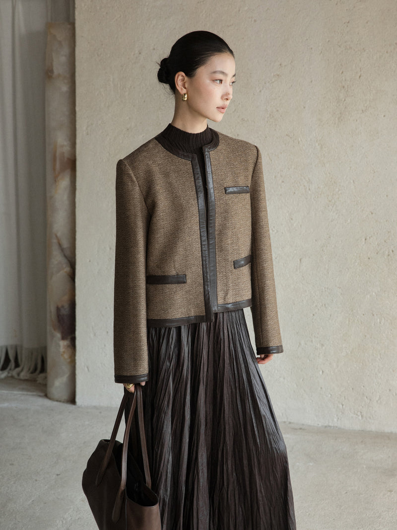 Arden Contrast-Trim Cropped Jacket