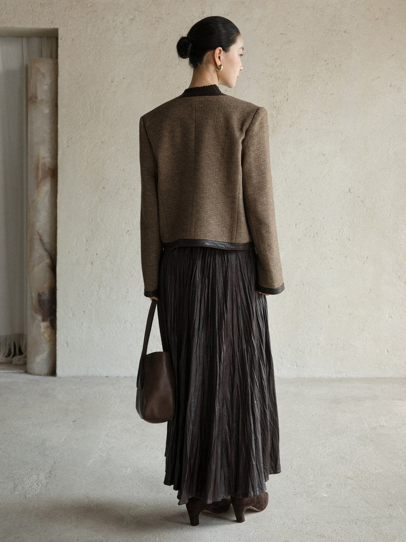 Arden Contrast-Trim Cropped Jacket