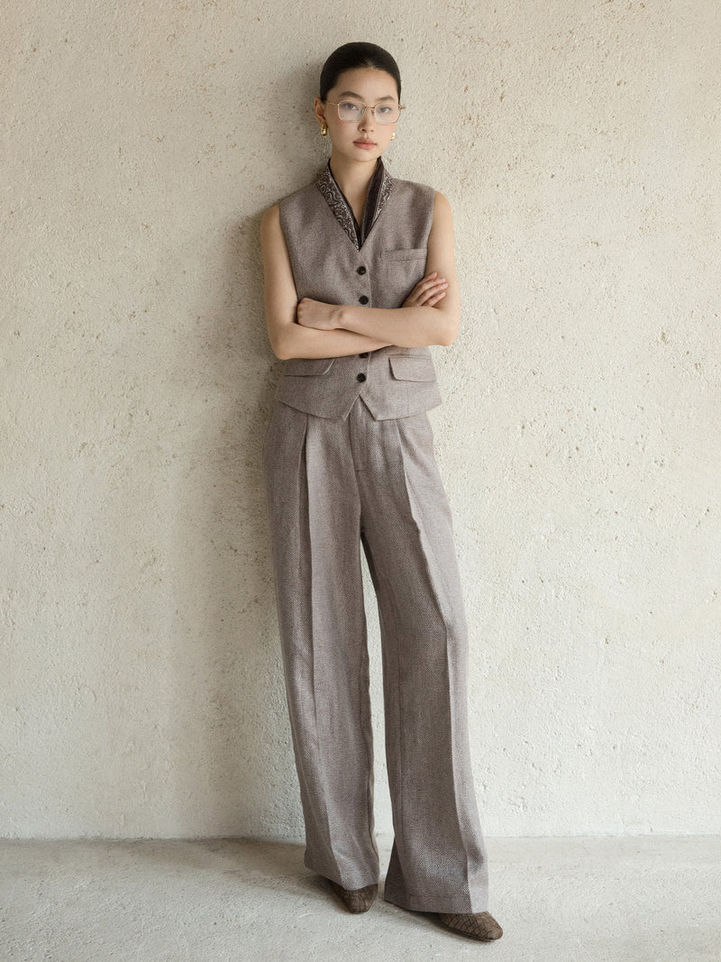 Eira Wide-Leg Linen-Blend Trousers