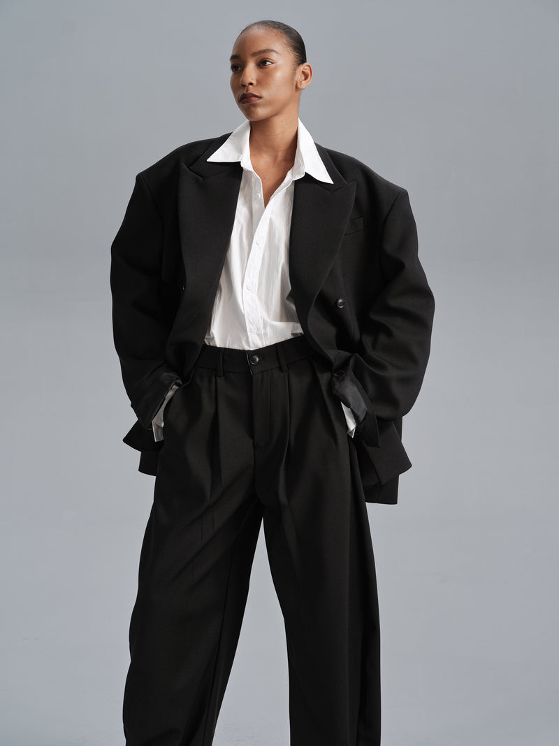 Kavi Übergroße Rahmen-Blazer - Schwarz
