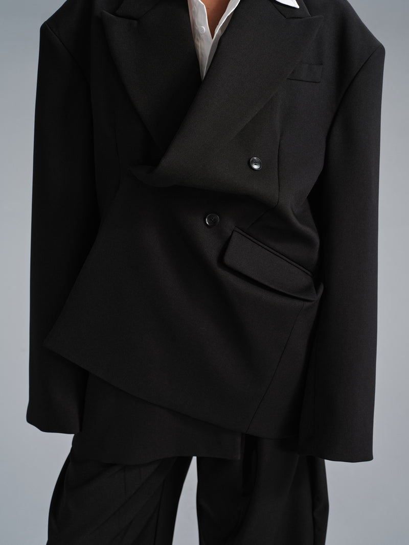 Kavi Übergroße Rahmen-Blazer - Schwarz
