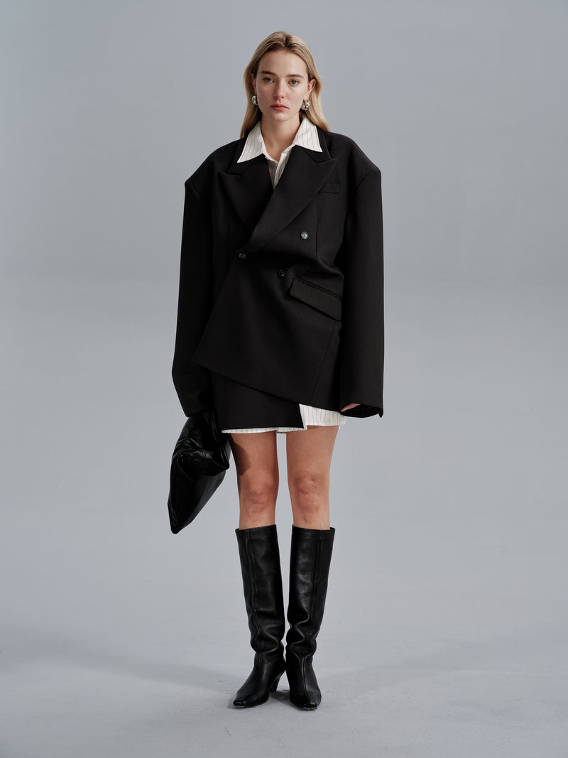 Kavi Übergroße Rahmen-Blazer - Schwarz