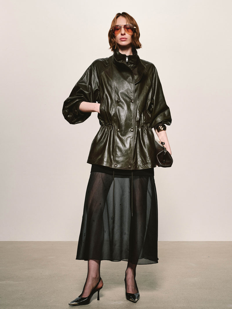Lustrous Waxed Leather Jacket