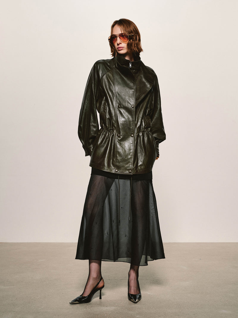 Lustrous Waxed Leather Jacket