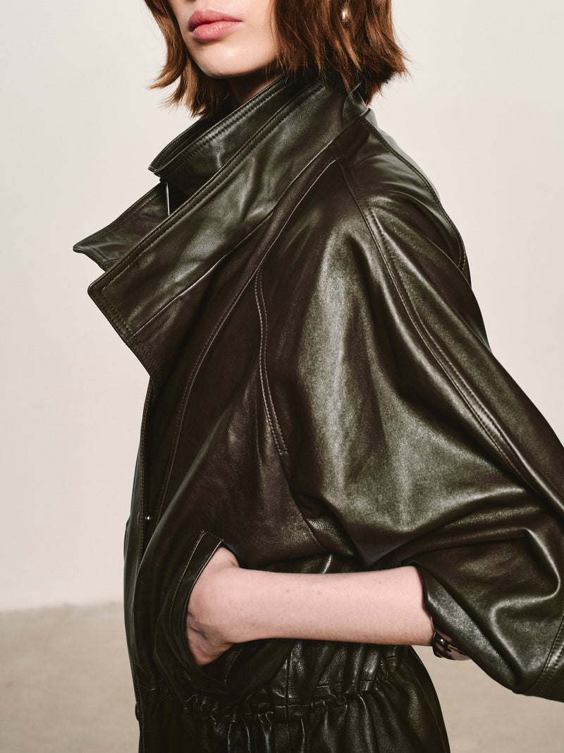 Lustrous Waxed Leather Jacket