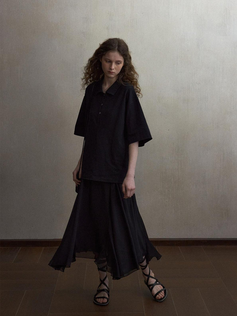 Inkveil Drape Gathered Skirt