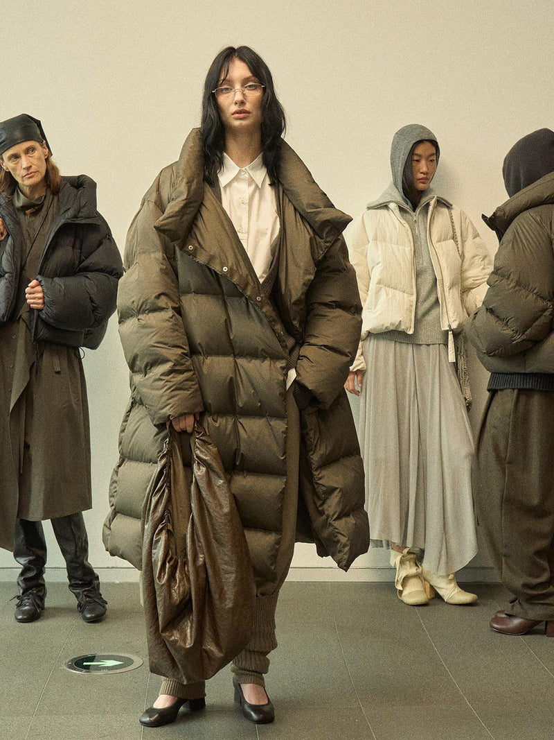 Veloria Manteau Long Matelassé Style Cache-cœur