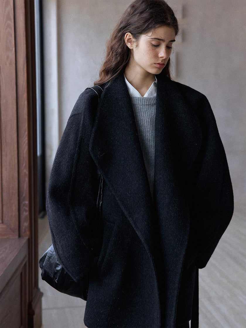 Meridian Double-Faced Notched Wool Coat
