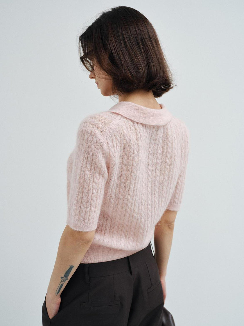Cinder Curve Mohair Knit Polo