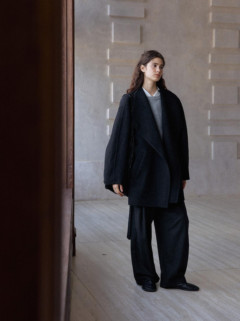 Meridian Double-Faced Notched Wool Coat