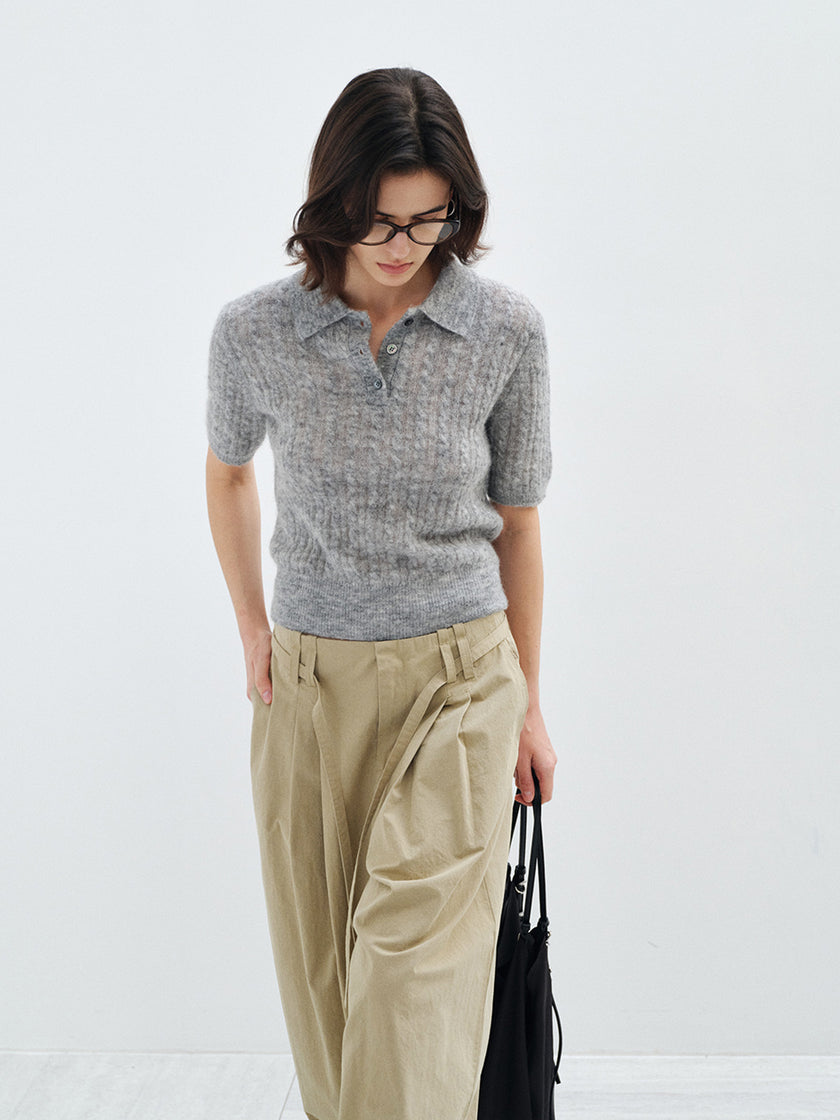 Cinder Curve Mohair Knit Polo