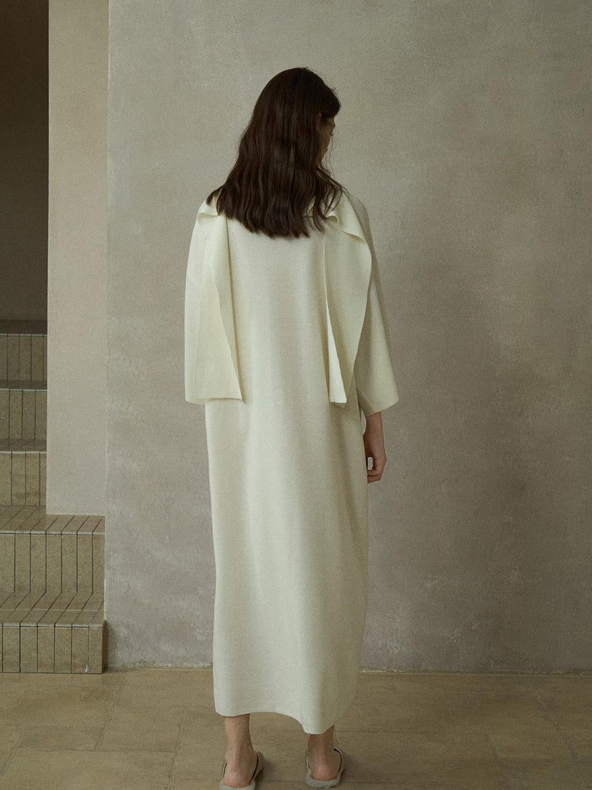 Elvara Wool Tie-Sleeve Knit Dress