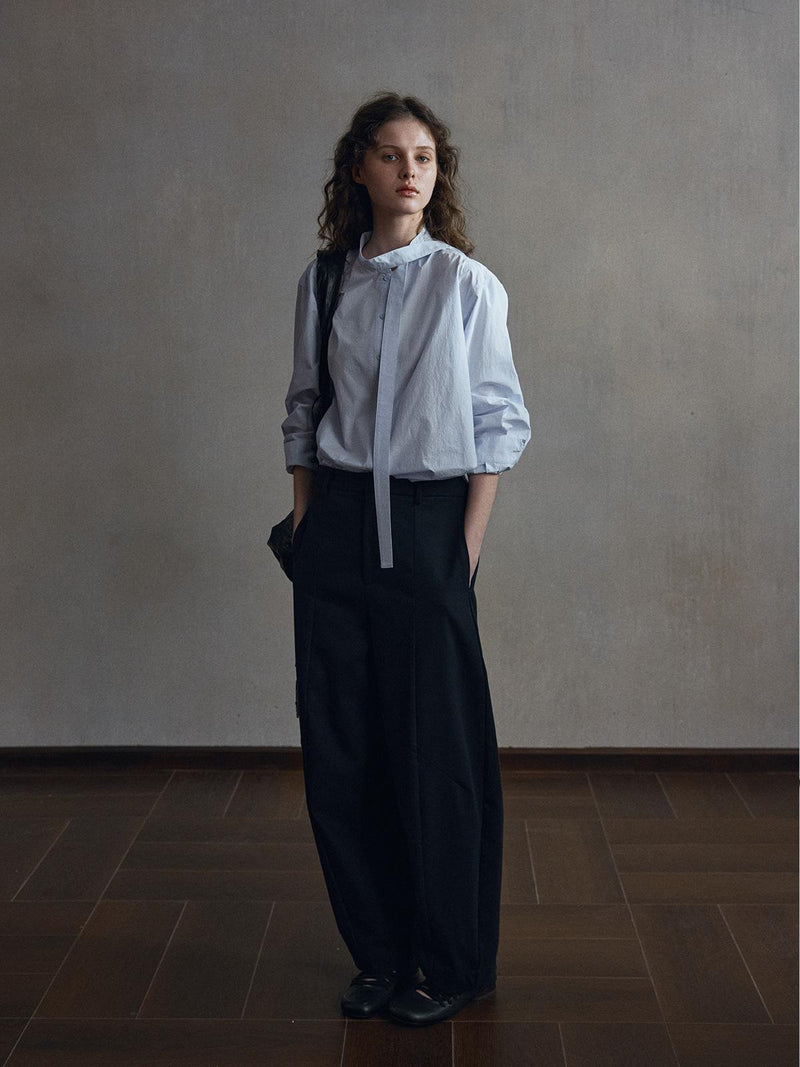 Chemise Sable à Patte de Boutonnage avec Lien