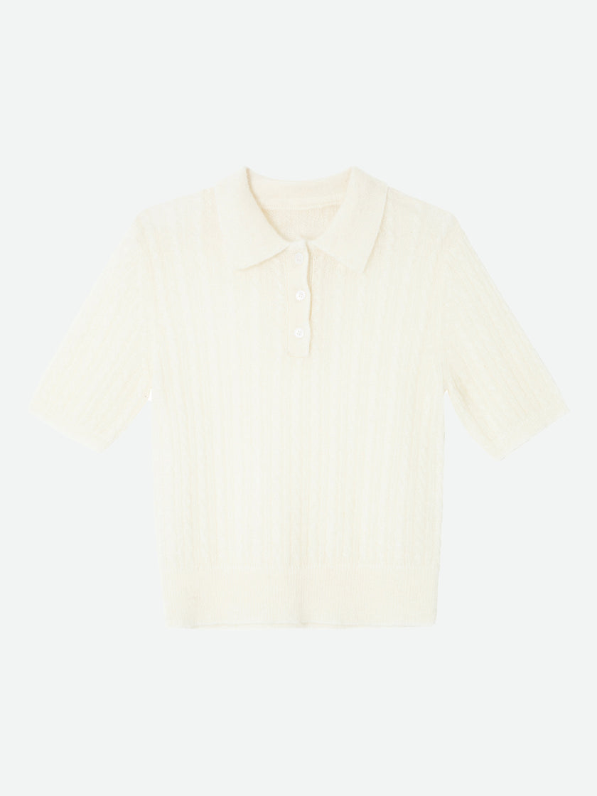Cinder Curve Mohair Knit Polo