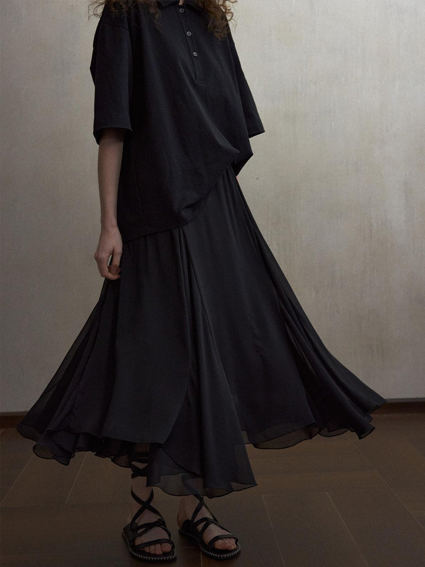 Inkveil Drape Gathered Skirt