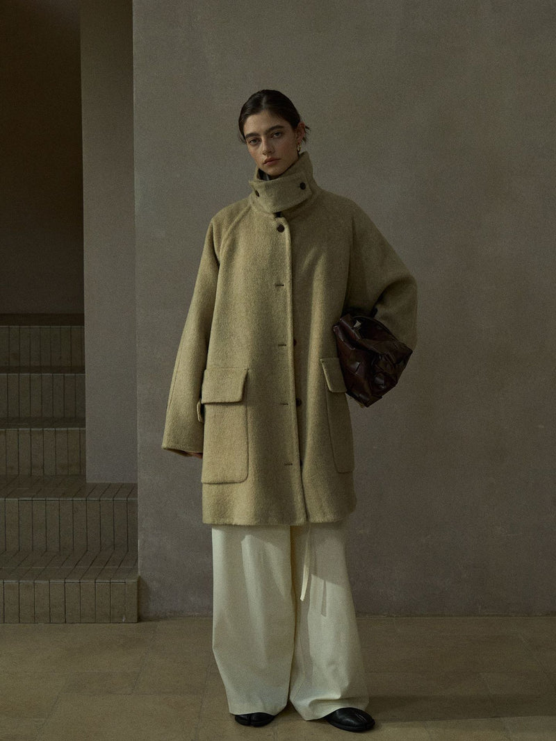 Manteau en laine raglan double face Nimbus