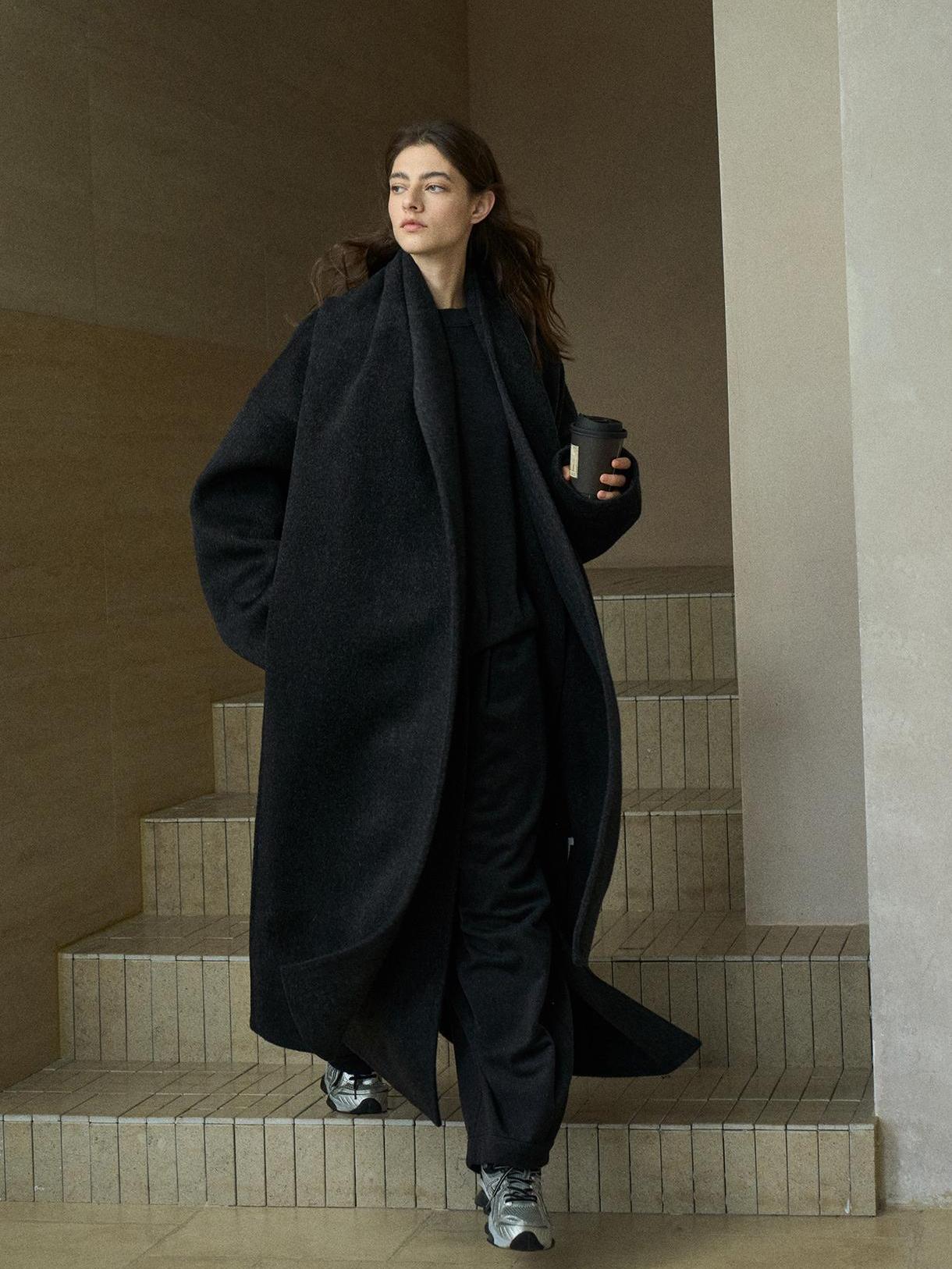 Halo Double-Faced Wool Coat with Scarf – hemi blurr