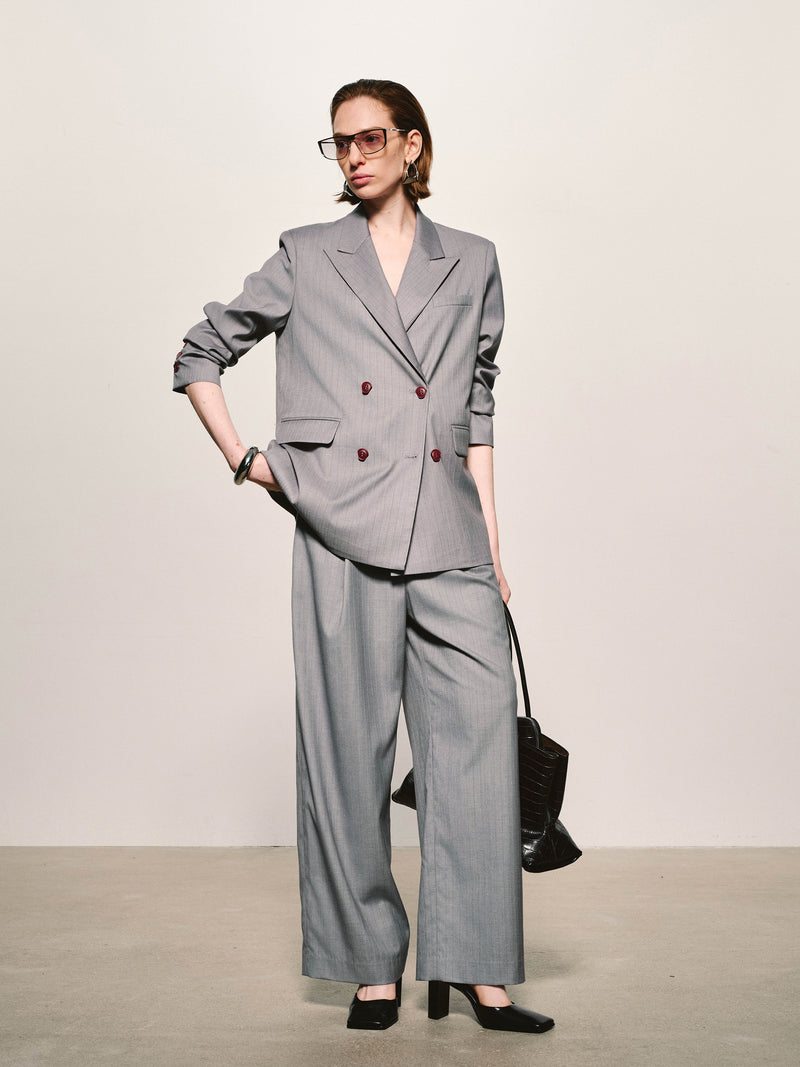 Pinstripe Wool-Blend Blazer