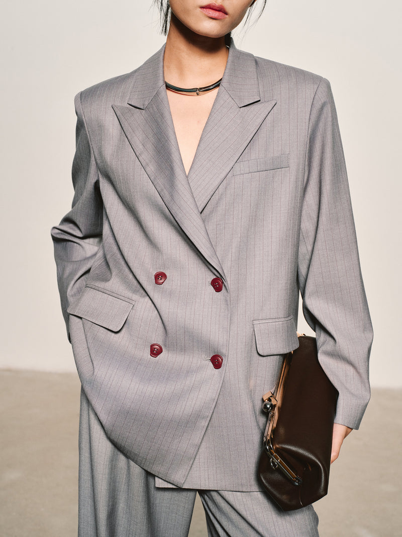 Pinstripe Wool-Blend Blazer