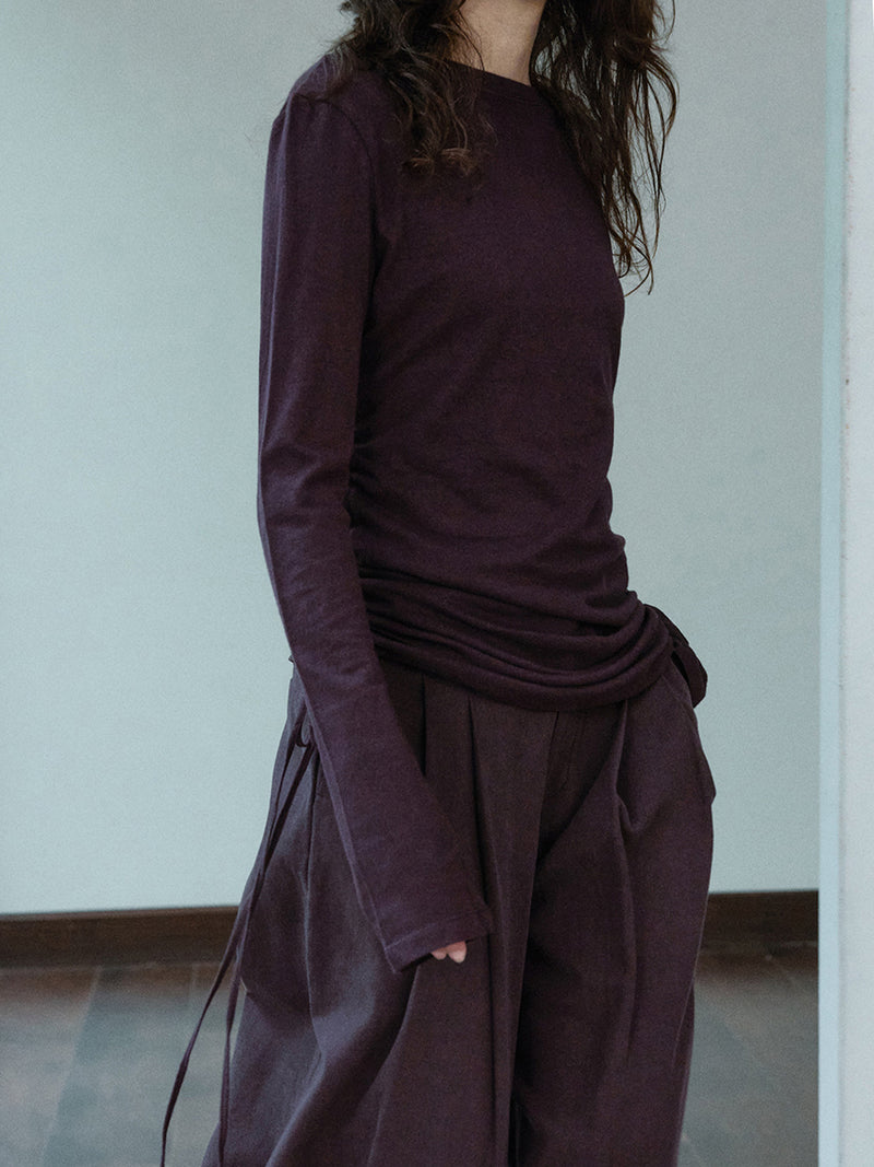 Sable Linen Ruche Pullover