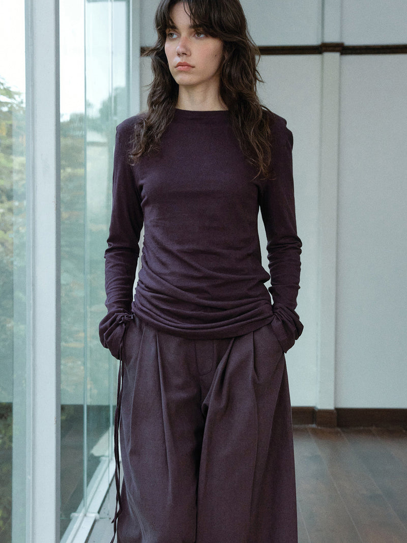 Sable Linen Ruche Pullover