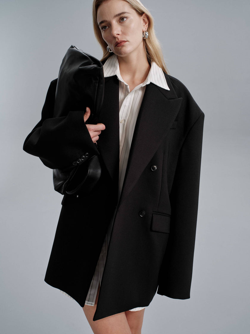 Kavi Oversized Frame Blazer - Black