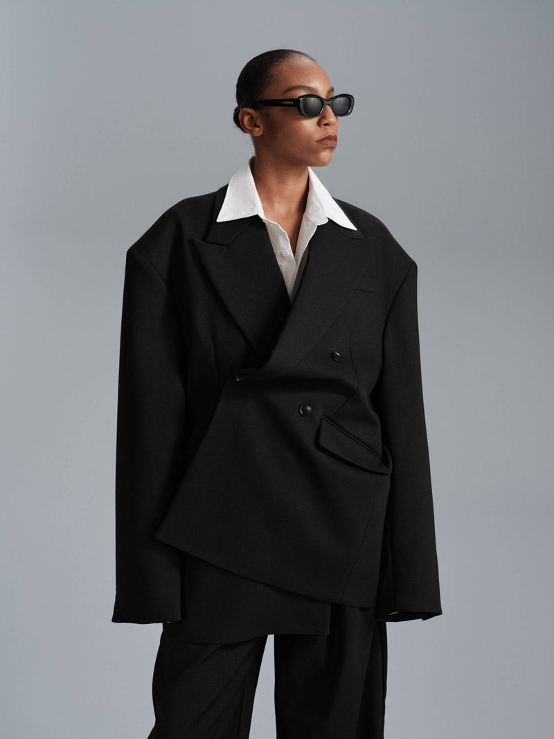 Kavi Oversized Frame Blazer - Black