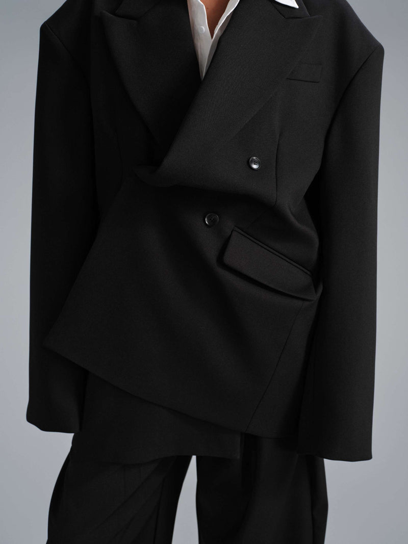 Kavi Oversized Frame Blazer - Black