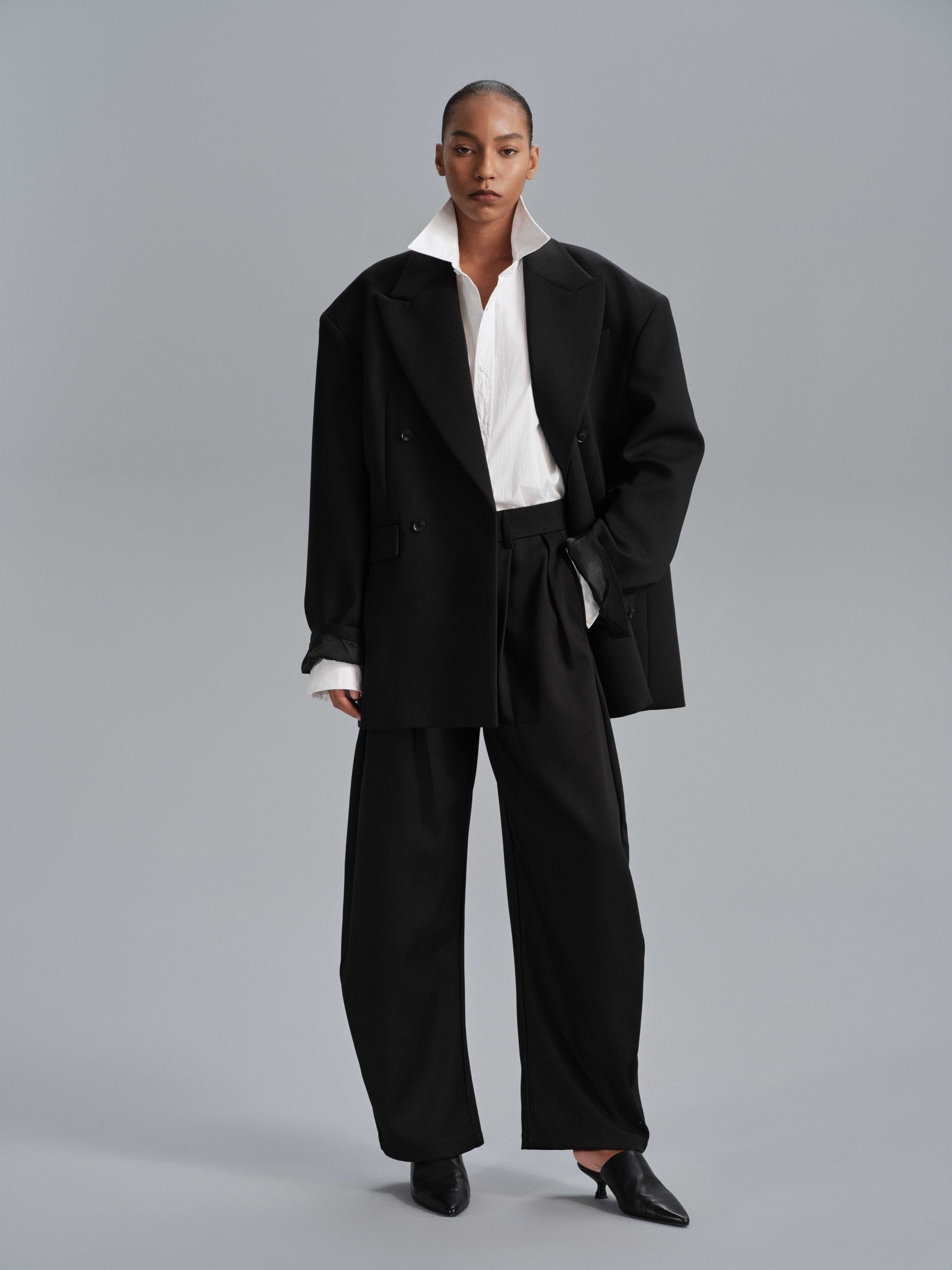 Kavi Oversized Frame Blazer - Black – hemi blurr