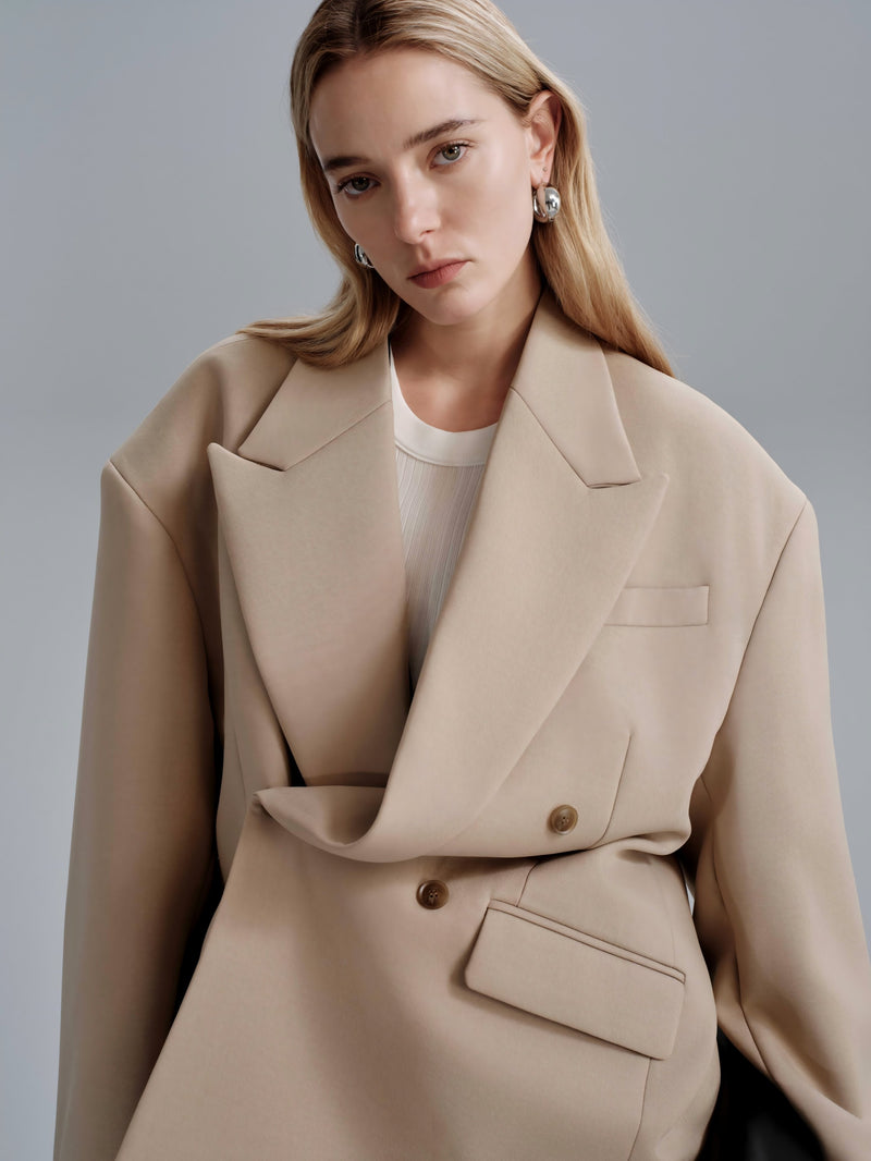 Kavi Oversized Frame Blazer - Khaki