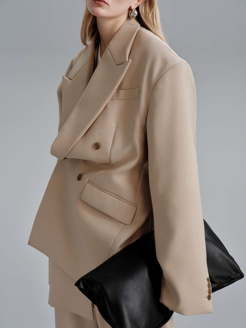 Kavi Oversized Frame Blazer - Khaki