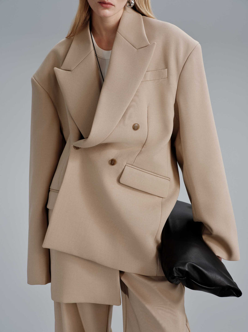Kavi Oversized Frame Blazer - Khaki